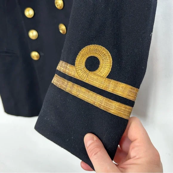 Vintage 60s Royal Navy Lieutenant Rank Military Dress Jacket  Gieves Black Navy - Picture 8 of 16